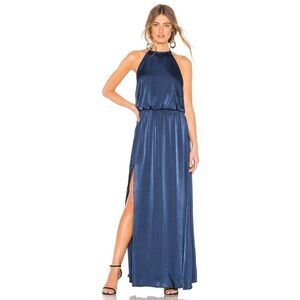 NWT Revolve Show me Your Mumu Heather halter navy side slit maxi dress small